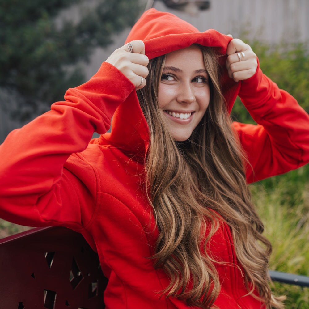 StringSwap Zip Hoodie - Crimson Red