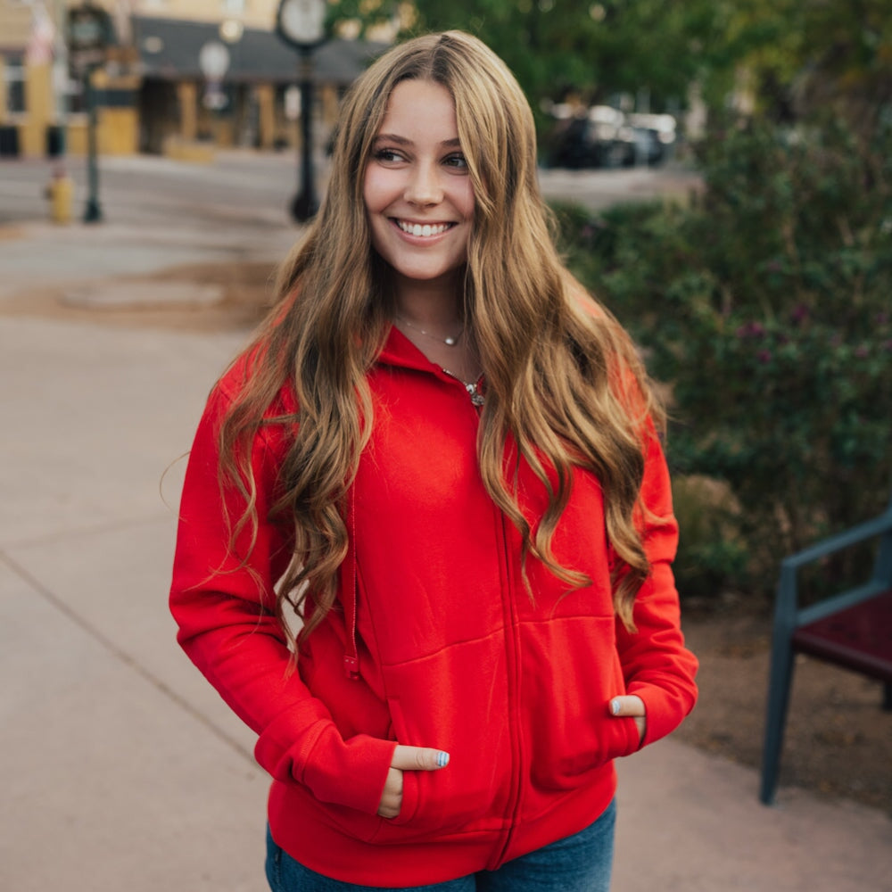 StringSwap Zip Hoodie - Crimson Red