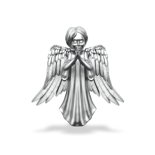 This is a charm that fits ZOX single wristbands, lanyards and hoodie strings only. It is made from stainless steel and is silver in color. It is an angel with wings, praying. 