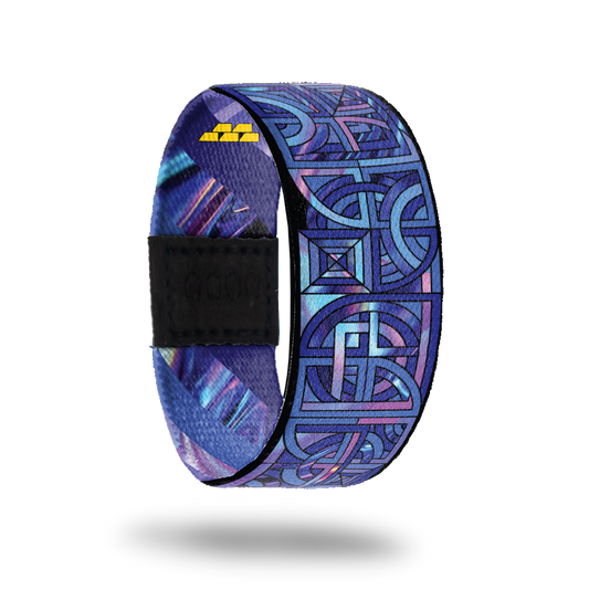 This is a reward item, do not purchase. ZOX strap with a stained glass design. Colors are purple, blue and pink with a matching pin. 