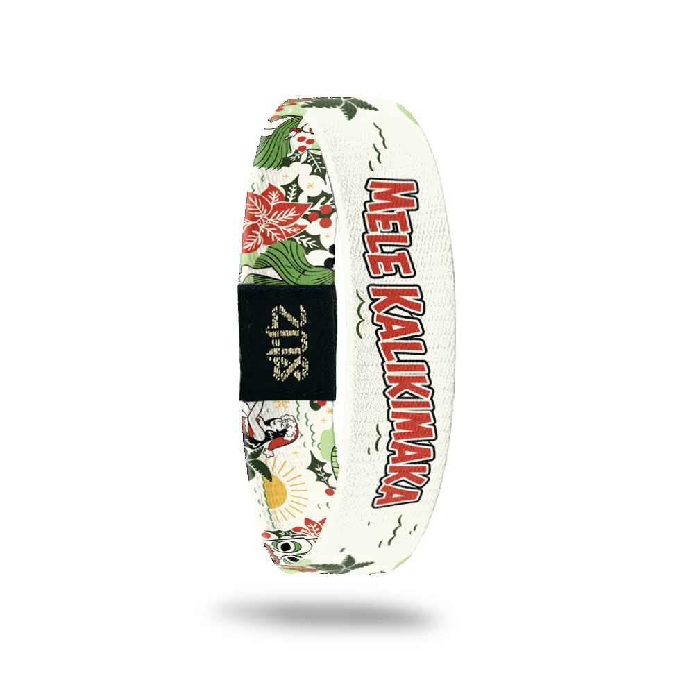 Inside is beige and says Mele Kalikimaka