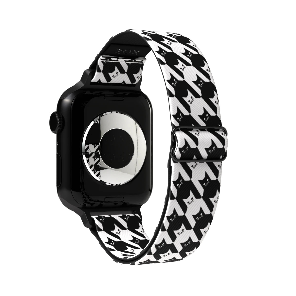 Meow or Never watch band showing the cat face pattern and the words Meow or Never