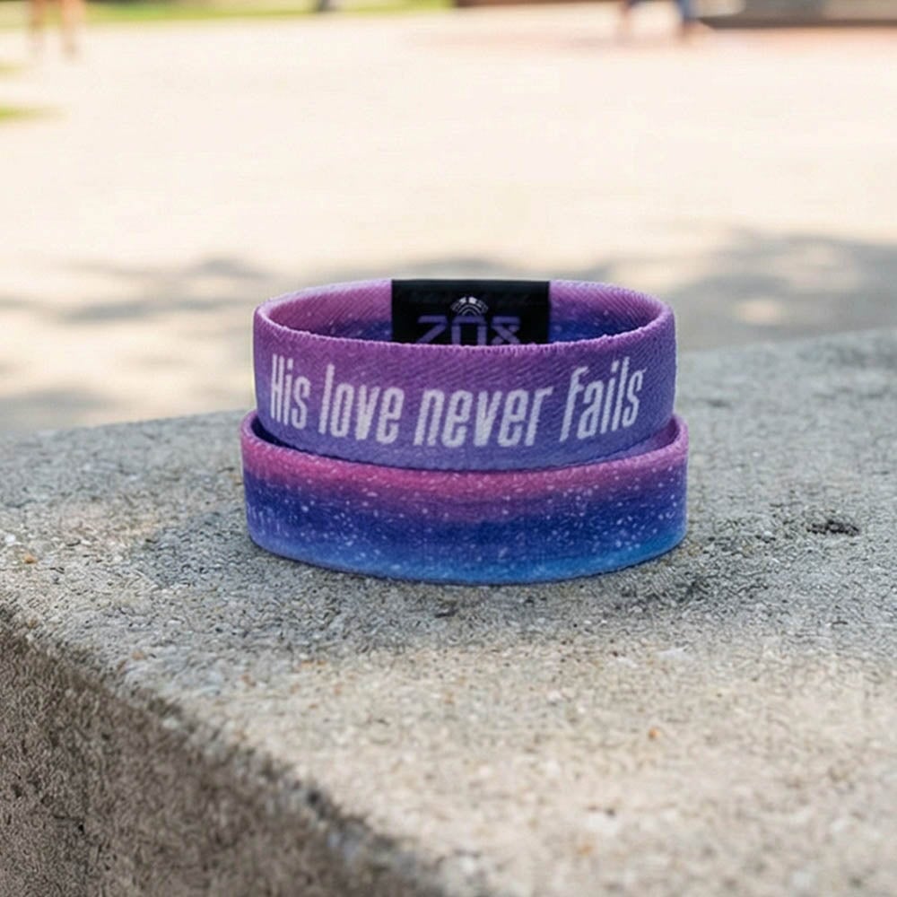 His Love Never Fails Bible Verse Bracelet