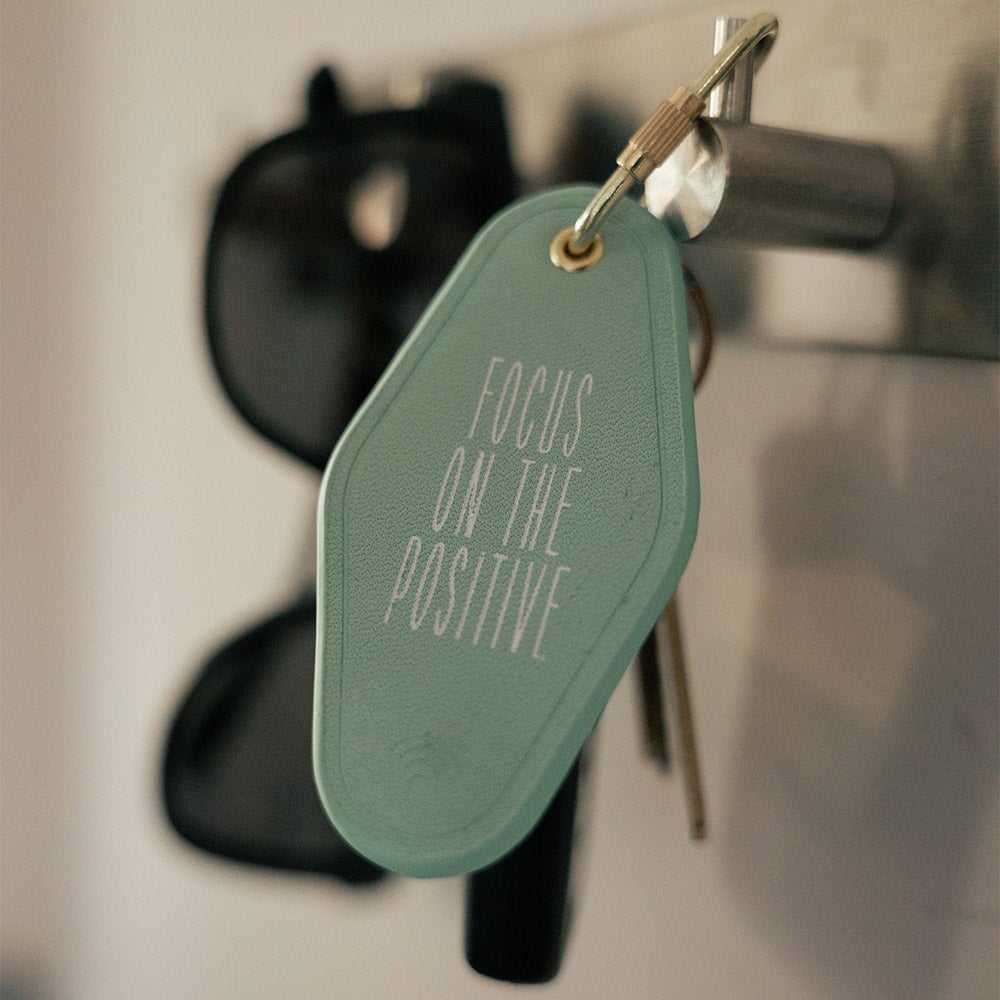 Focus On The Positive Leather Keychain