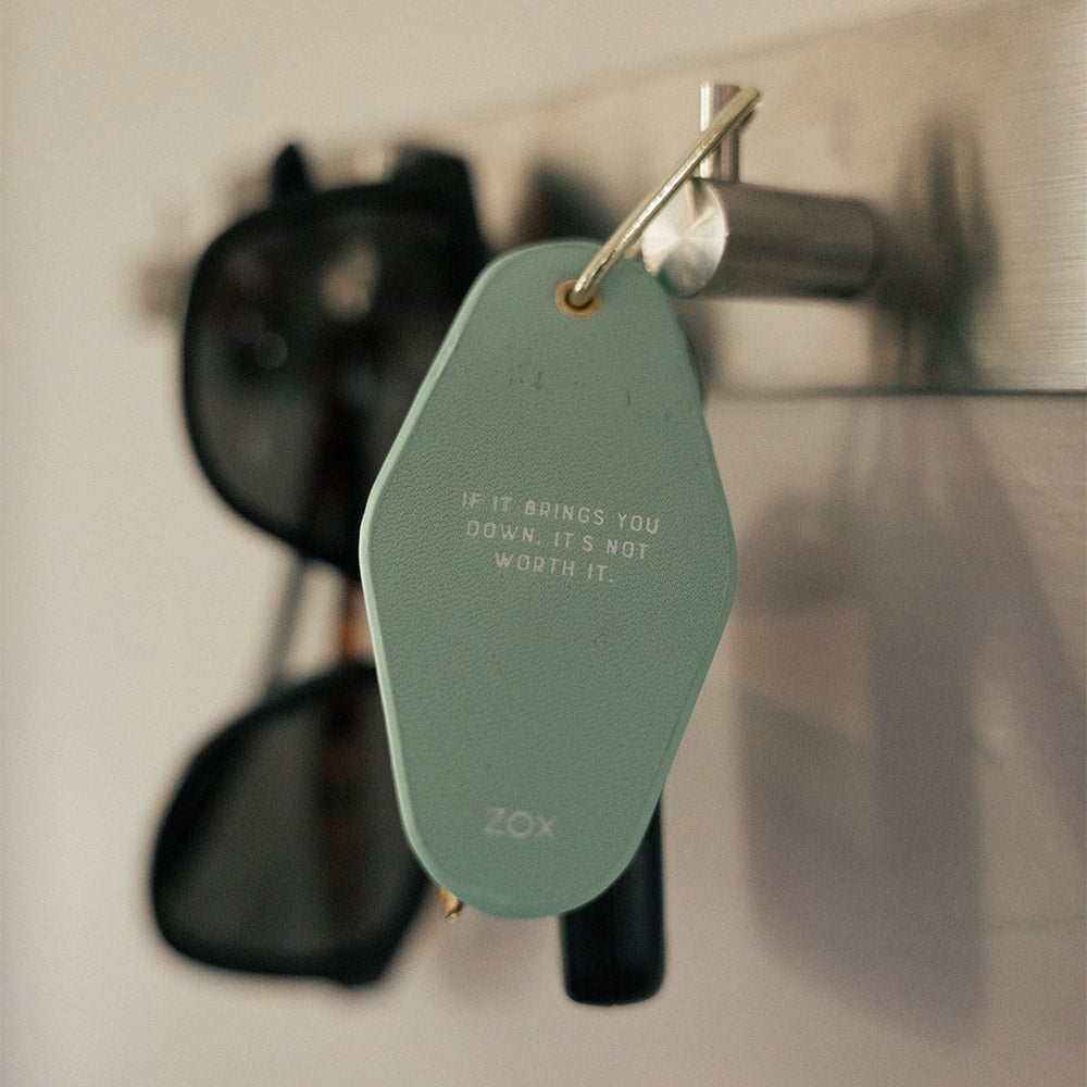 Focus On The Positive Leather Keychain