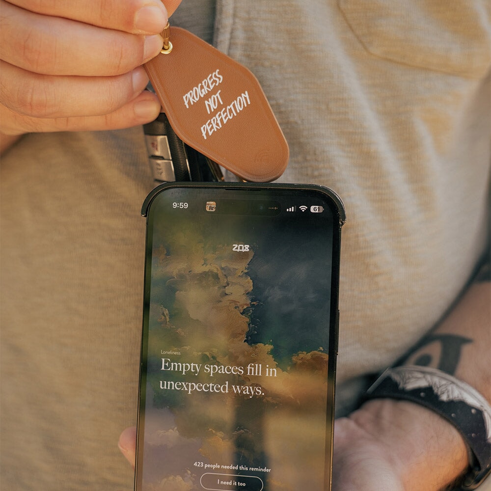 Progress Not Perfection Leather Keychain