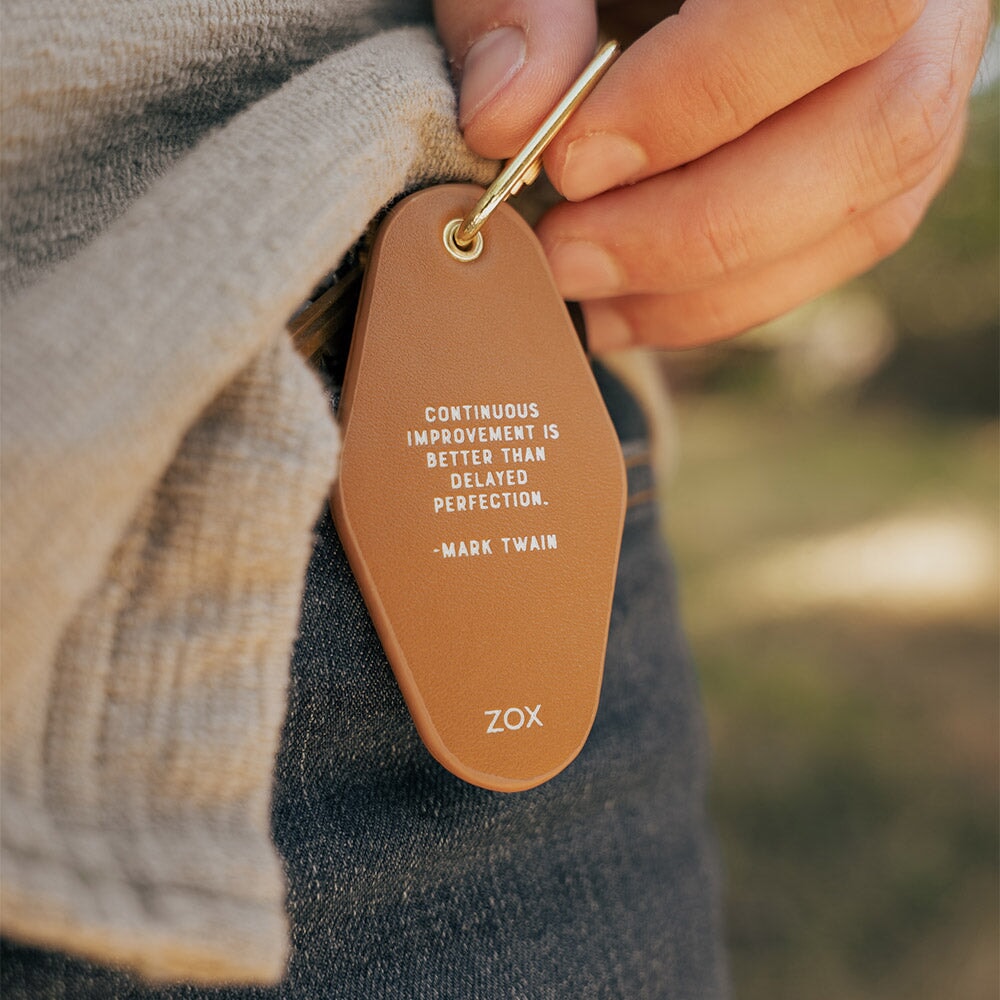 Progress Not Perfection Leather Keychain
