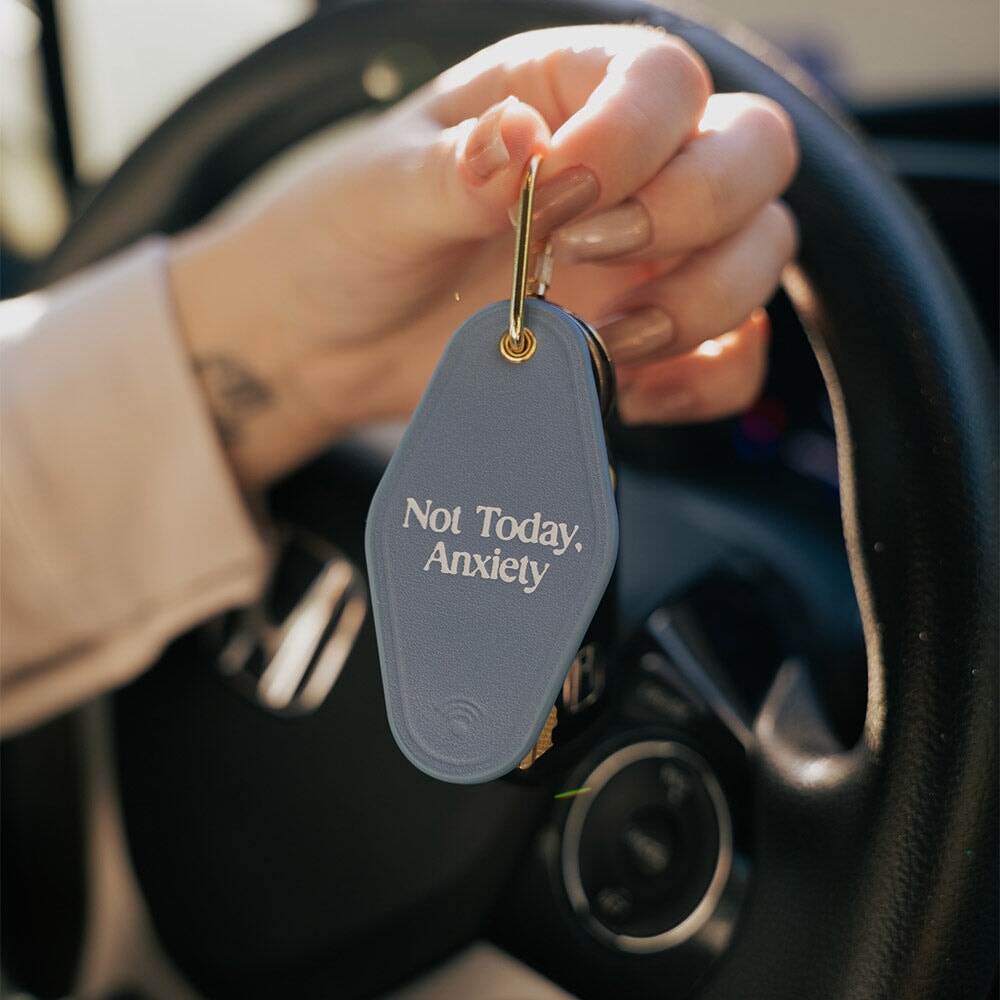 Not Today, Anxiety Leather Keychain