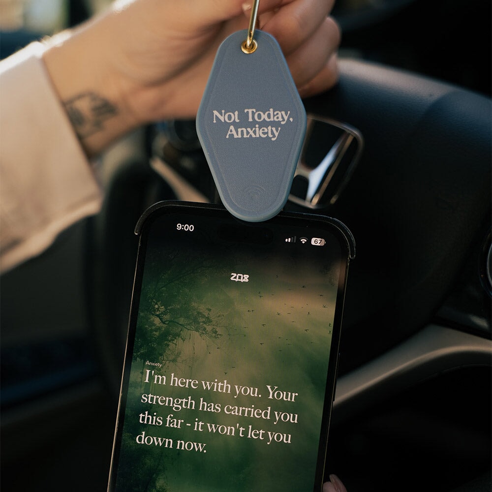Not Today, Anxiety Leather Keychain