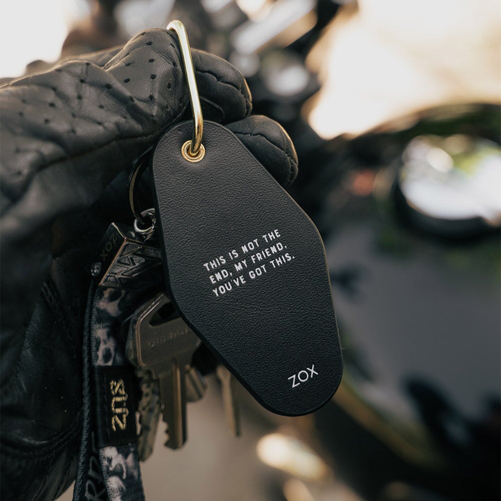 Never Give Up Leather Keychain