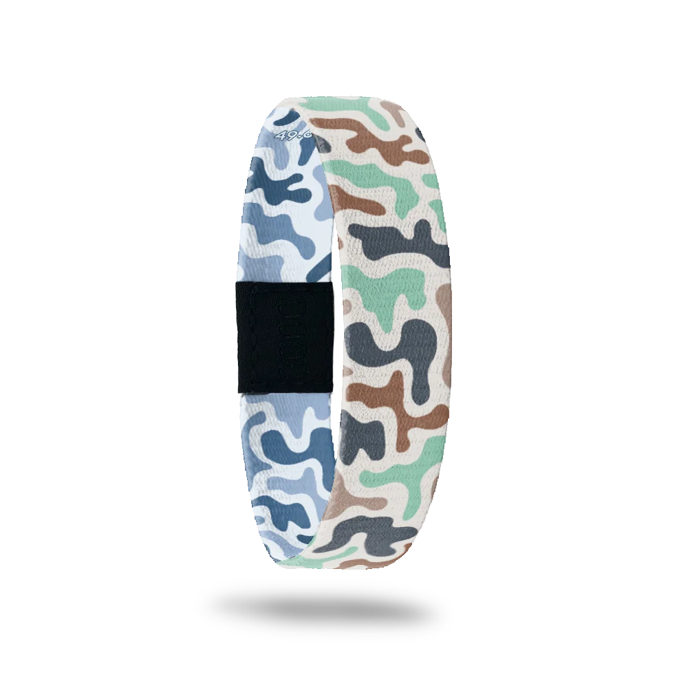 Stand Your Ground Bible verse bracelet in soft camouflage of blue, green, brown and cream