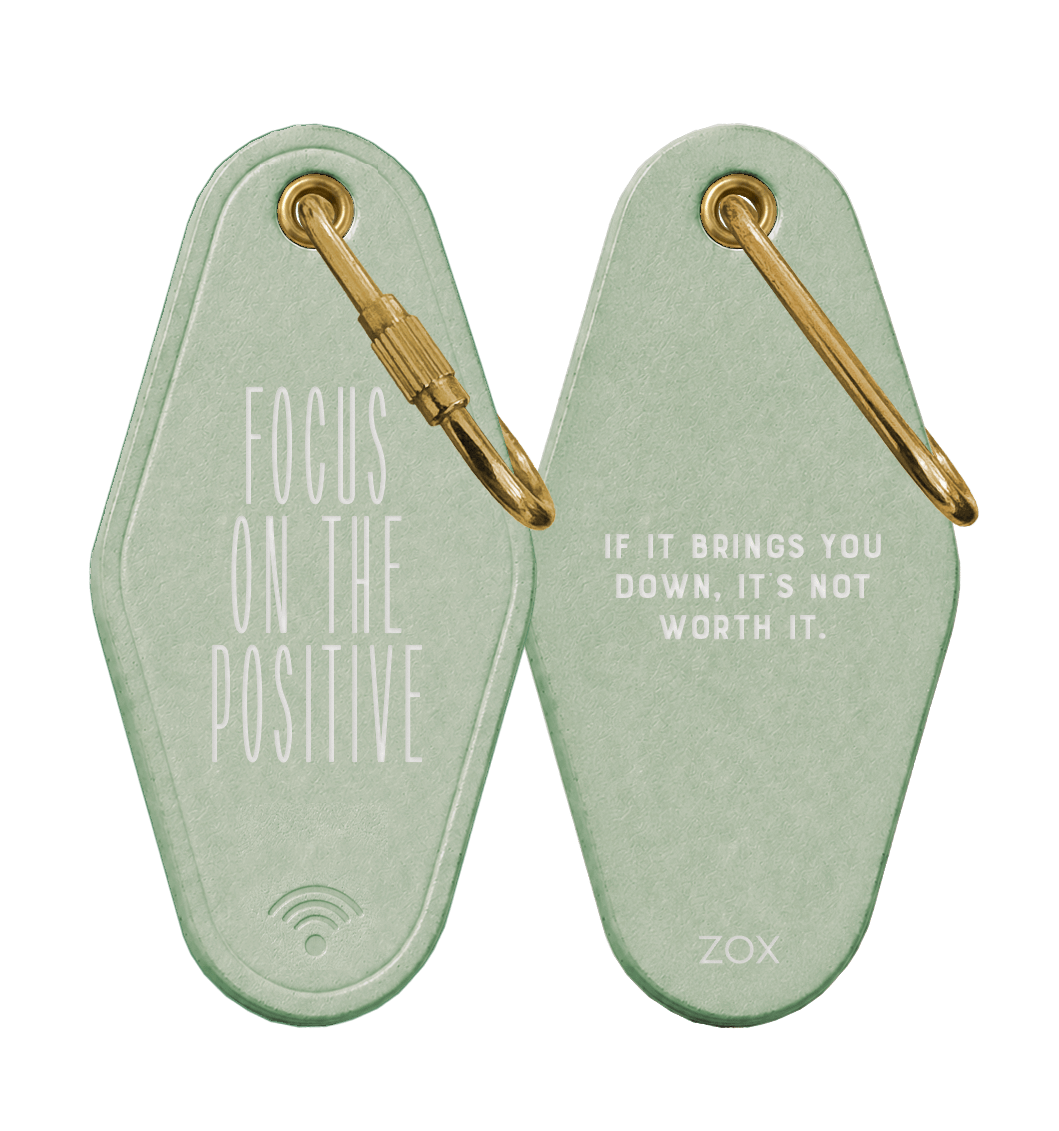 Focus On The Positive Leather Keychain