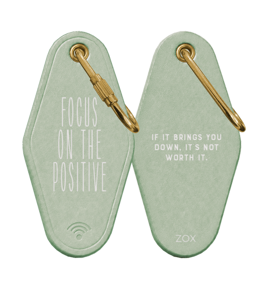 Focus On The Positive Leather Keychain
