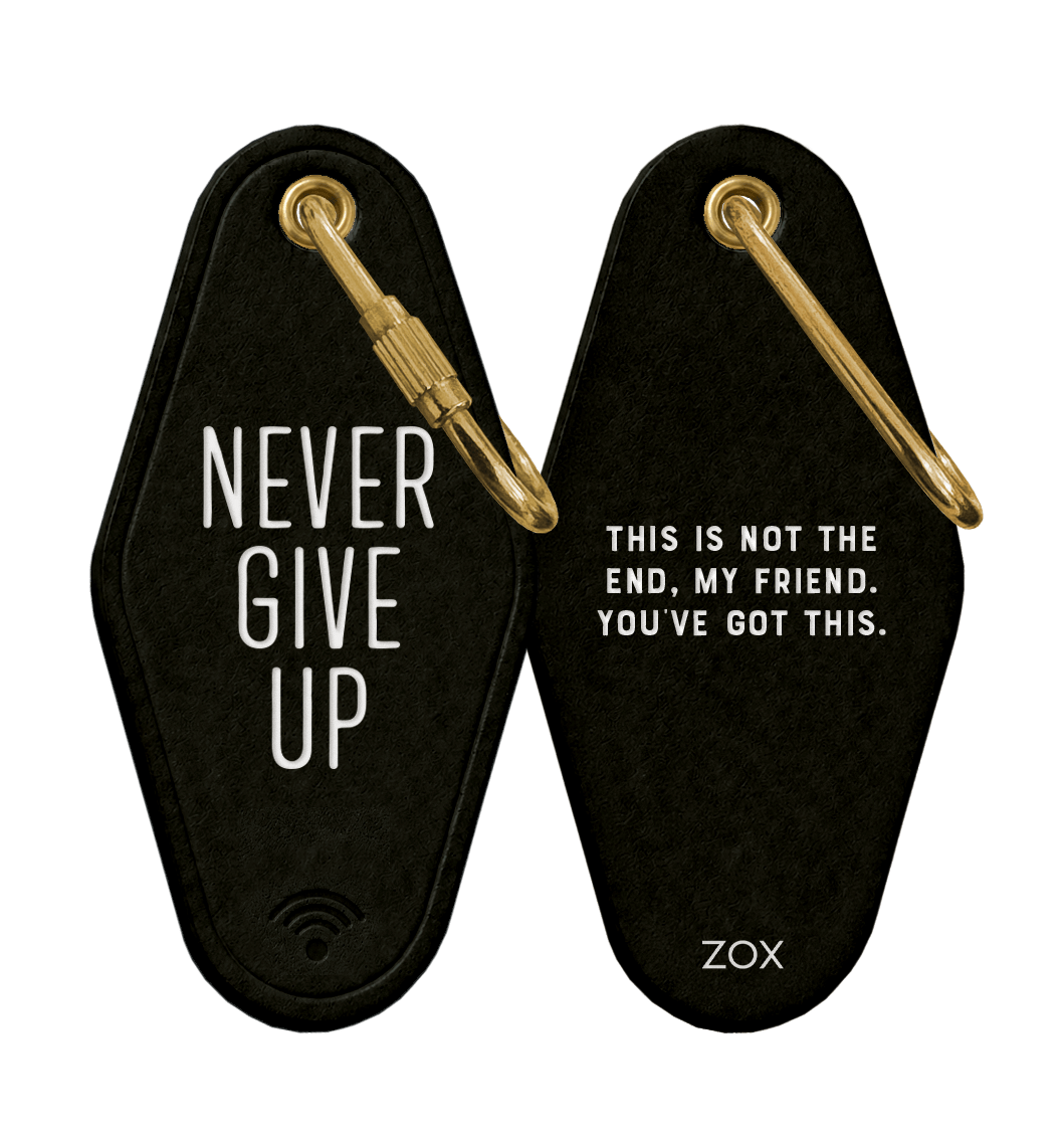 Never Give Up Leather Keychain