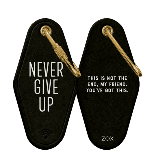 Never Give Up Leather Keychain