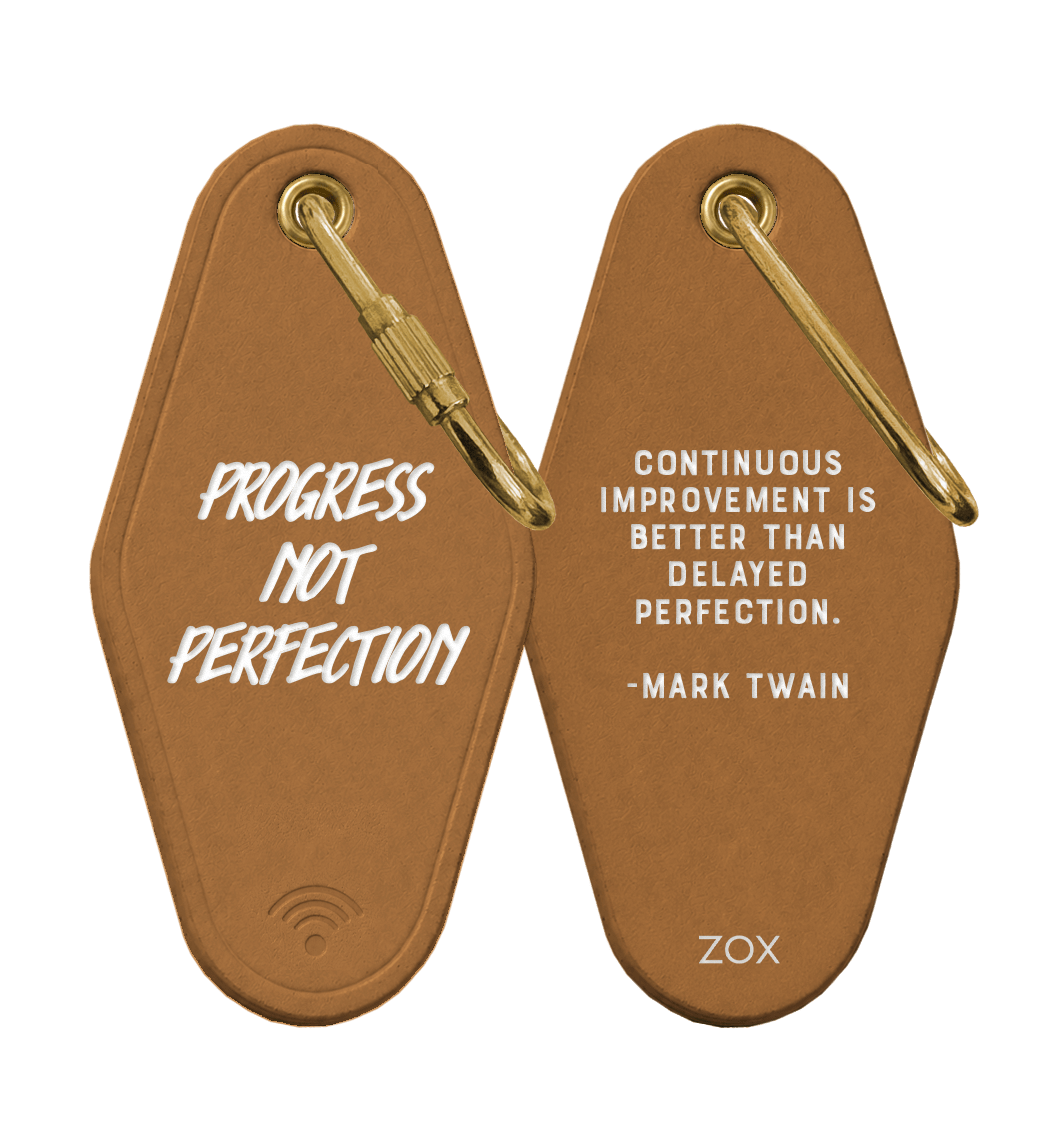 Progress Not Perfection Leather Keychain