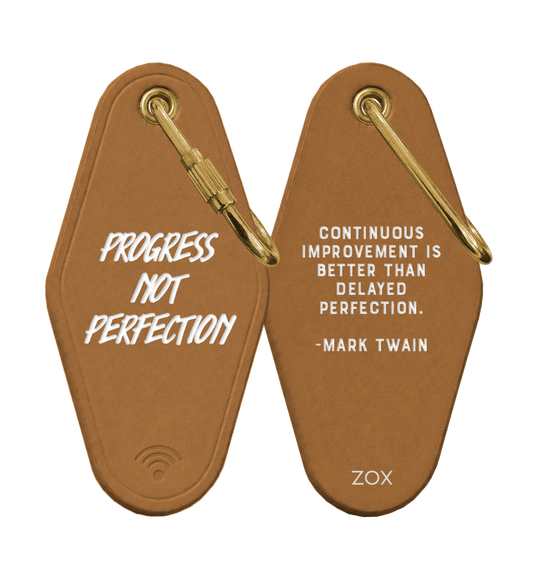 Progress Not Perfection Leather Keychain
