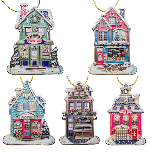 Christmas House Ornaments 5-Pack